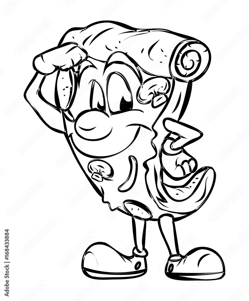 Cartoon Pizza Character Drawing Stock Vector Adobe Stock