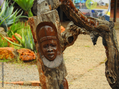 Old wooden sculpture of South Africa