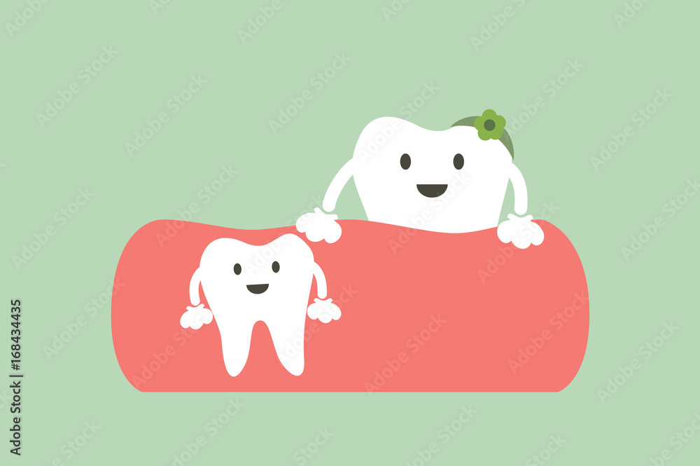 baby tooth and mom - first teeth concept baby tooth and mom - first teeth concept