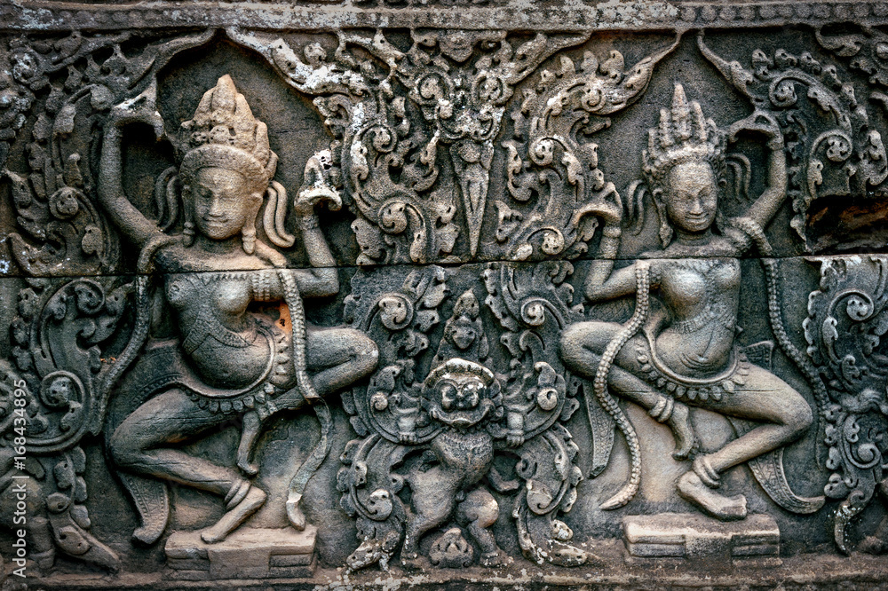 Bas Relief Statue of Khmer Culture in Angkor Wat, Cambodia. Bas Relief Statue of Khmer Culture in Angkor Wat, Cambodia.