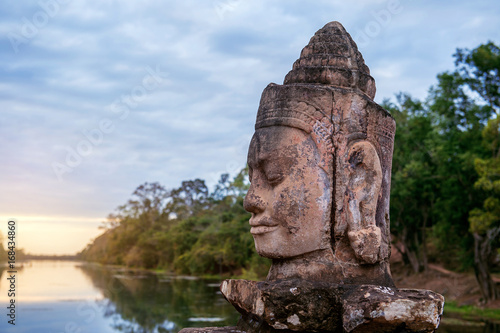 sculptures in the South Gate of Angkor Wat, Siem Reap, Cambodia. © tawatchai1990