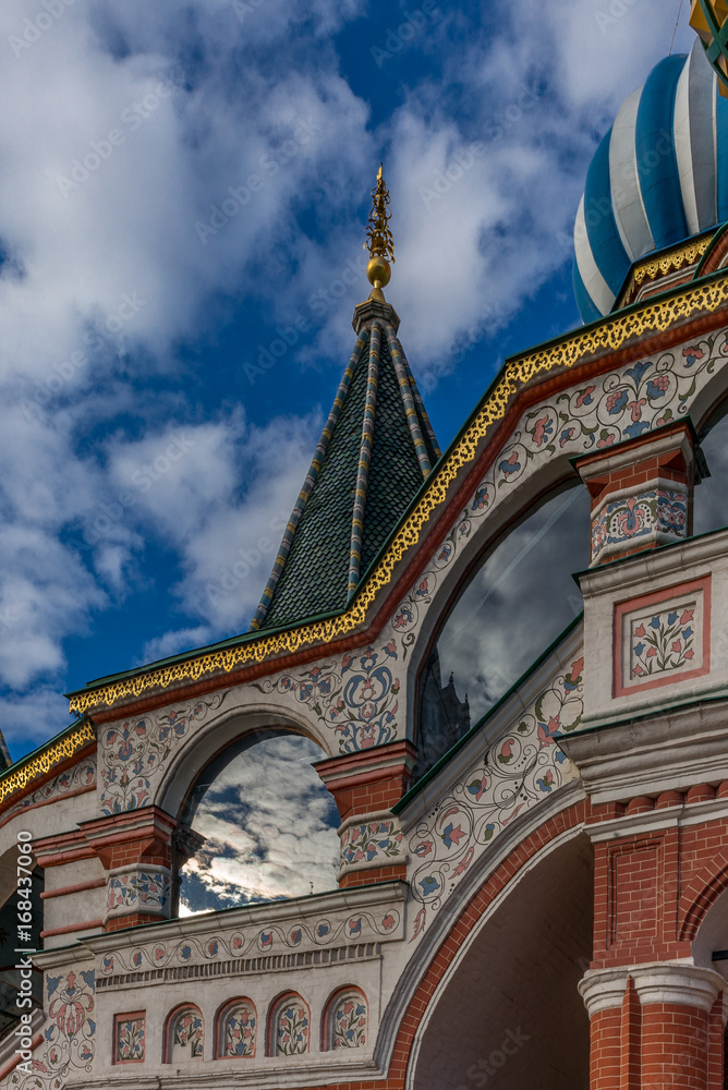 Cloud reflections on the St. Basil cathedral in the red square in Moscow - 1