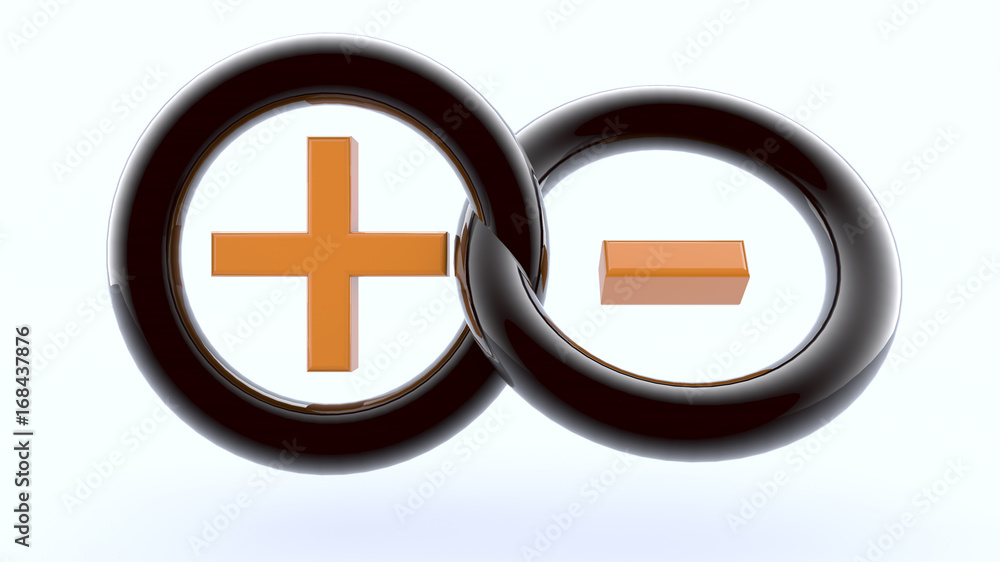 Fototapeta premium 3d rendering. Plus and minus signal