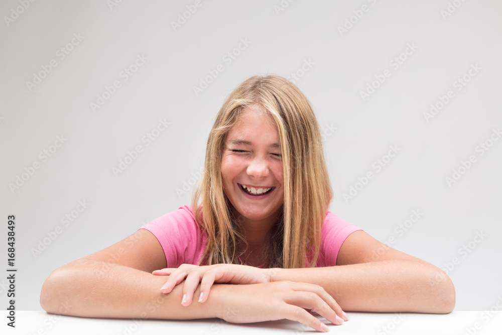 Fototapeta premium laughter explosion little girl portrait
