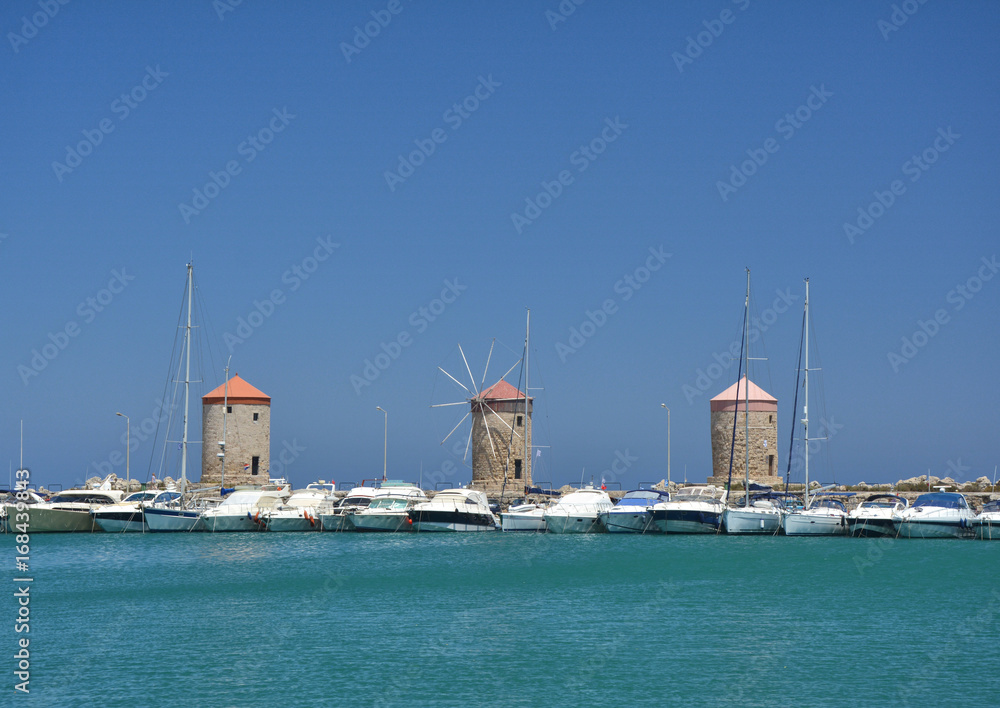 Windmils of Mandraki harbour, Rhodes