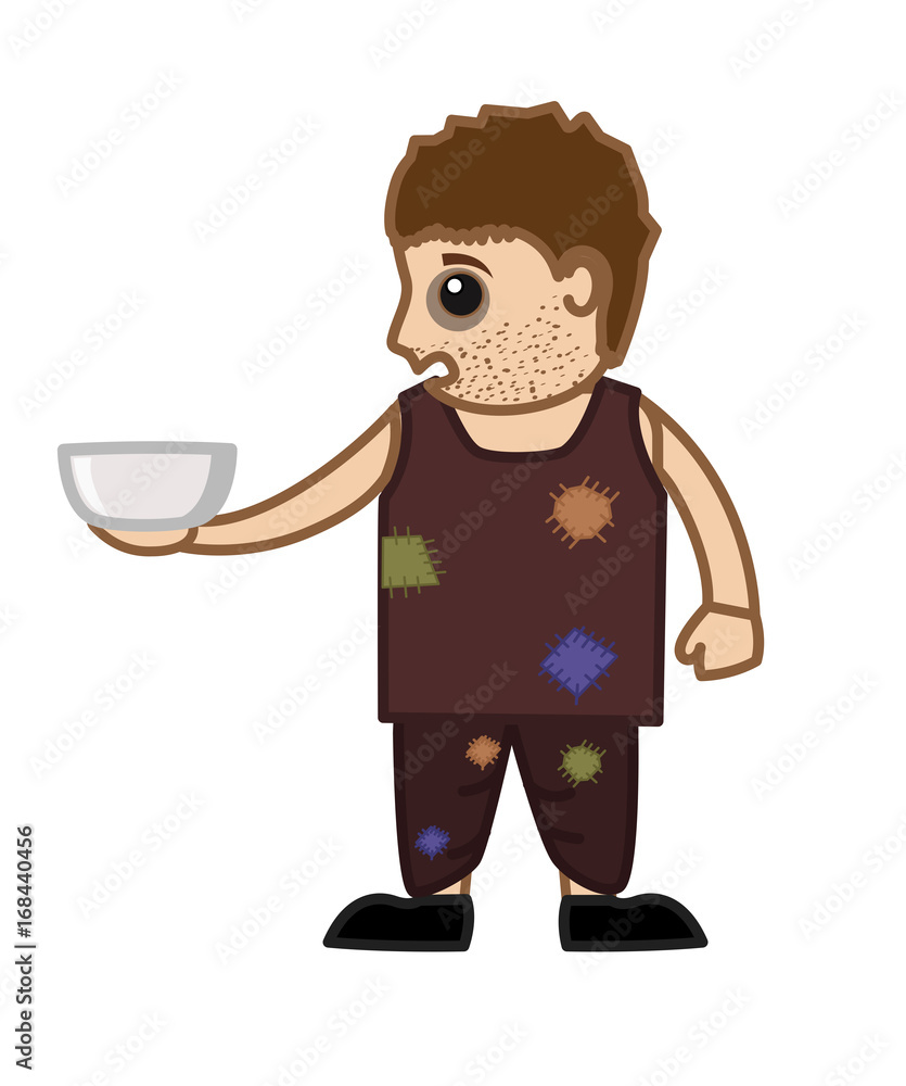 Cartoon Poor Beggar Showing Bowl Stock Vector | Adobe Stock Cartoon Poor Beggar Showing Bowl Stock Vector | Adobe Stock