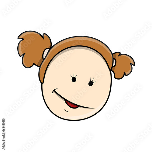 Happy Cartoon Funny Girl Face