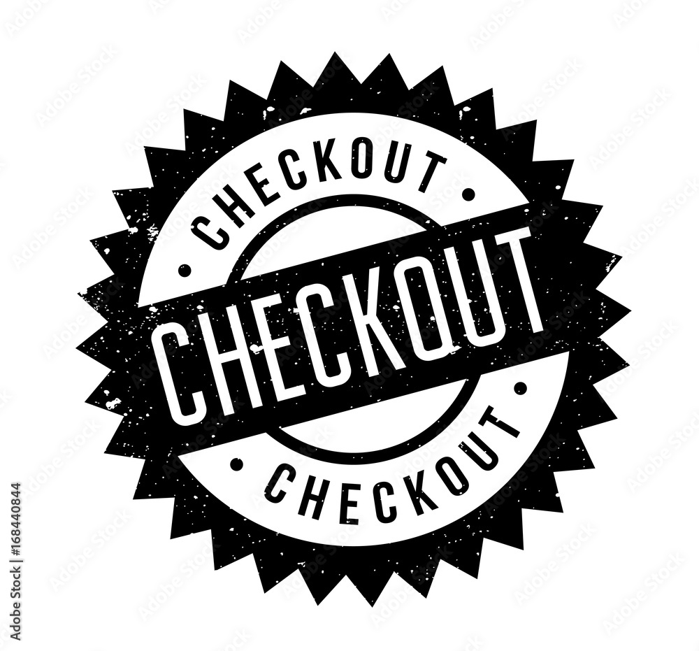 Checkout rubber stamp. Grunge design with dust scratches. Effects can be easily removed for a clean, crisp look. Color is easily changed. Checkout rubber stamp. Grunge design with dust scratches. Effects can be easily removed for a clean, crisp look. Color is easily changed.