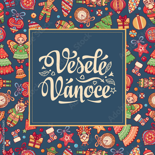 Vesele Vanoce Lettering composition Czech language