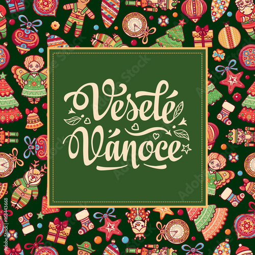 Vesele Vanoce Lettering composition Czech language