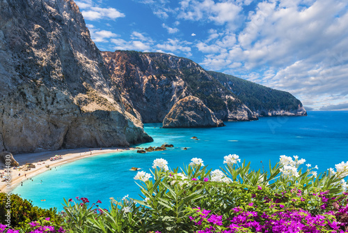 Obraz na płótnie Porto Katsiki beach on the Ionian sea, Lefkada island, Greece. w salonie
