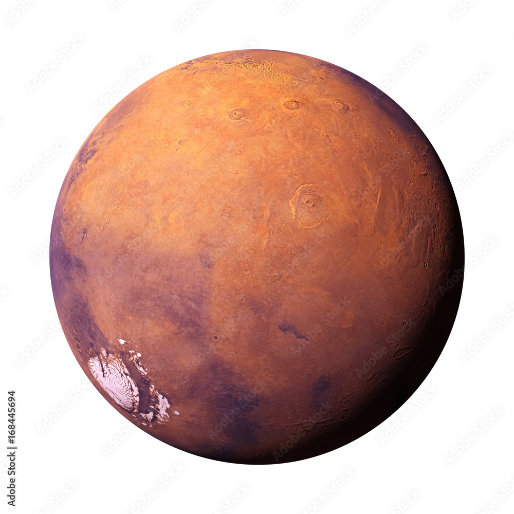Fototapeta premium planet Mars, isolated on white background