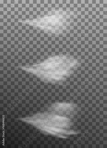 Sprayer fog isolated on dark transparent background. EPS 10 vector