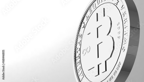 Bitcoins, new virtual money on various digital background, 3D render