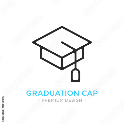 Graduation cap icon. Education, learning, graduation logo. Premium design. Vector thin line icon