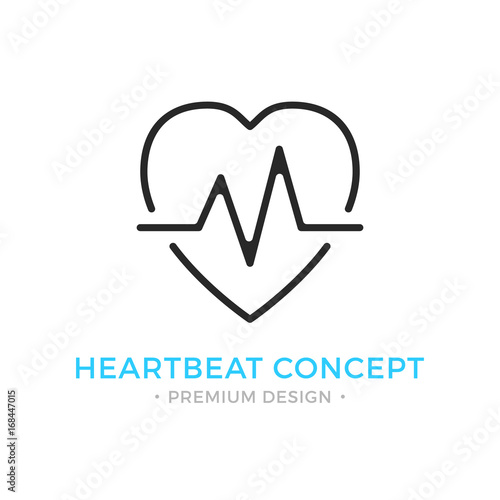 Heartbeat icon. Pulse, heart beat, healthcare, cardiology logo. Premium design. Vector thin line icon