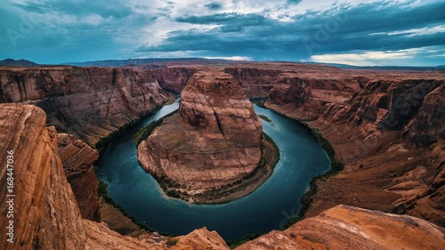 Wide time lapse shot of Horseshoe band on the Colorado River