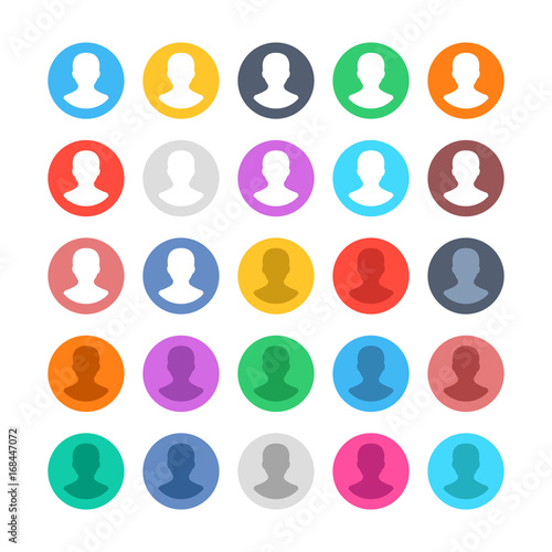 Vector profile icons set. Round vector icons
