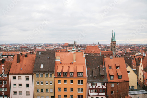Panoramic city view with residential buildings in Nuremberg, Germany.