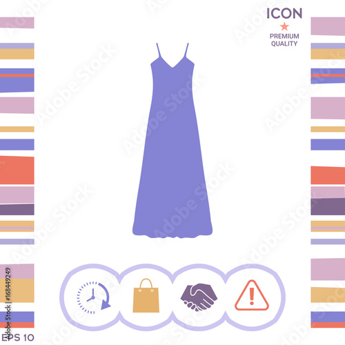 Long Dress, Evening dress, combination or nightie , the silhouette. Menu item in the web design