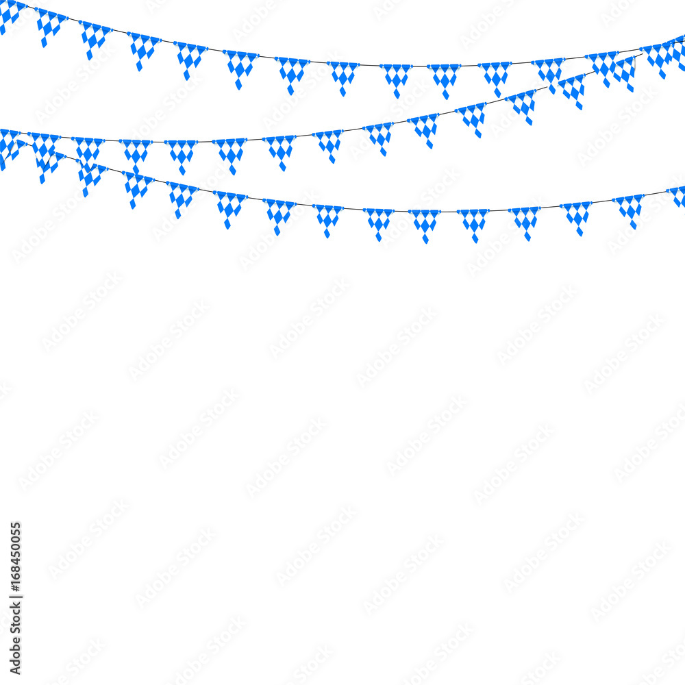 Bavarian bunting festoon from Germany with diamond pattern. Oktoberfest