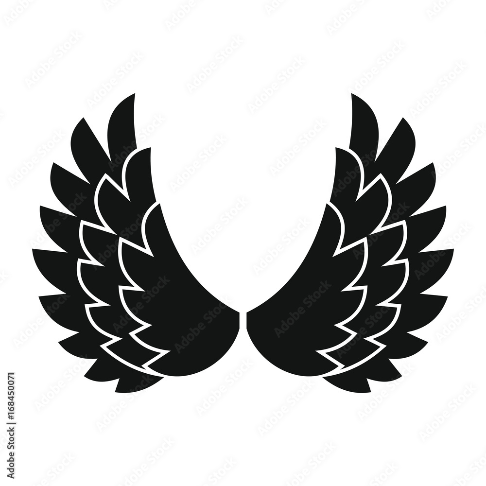 Obraz premium Bird wings black simple silhouette icon vector illustration for design and web isolated on white