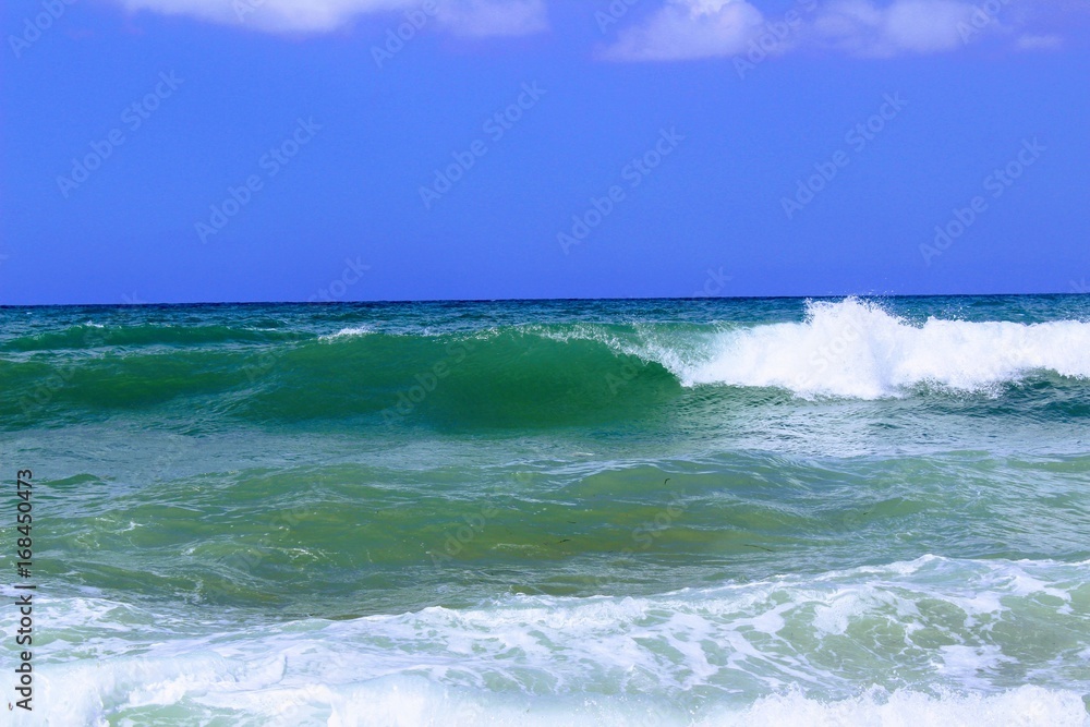 Waves of the Mediterranean Sea are rolling ashore (Alanya, Turkey).