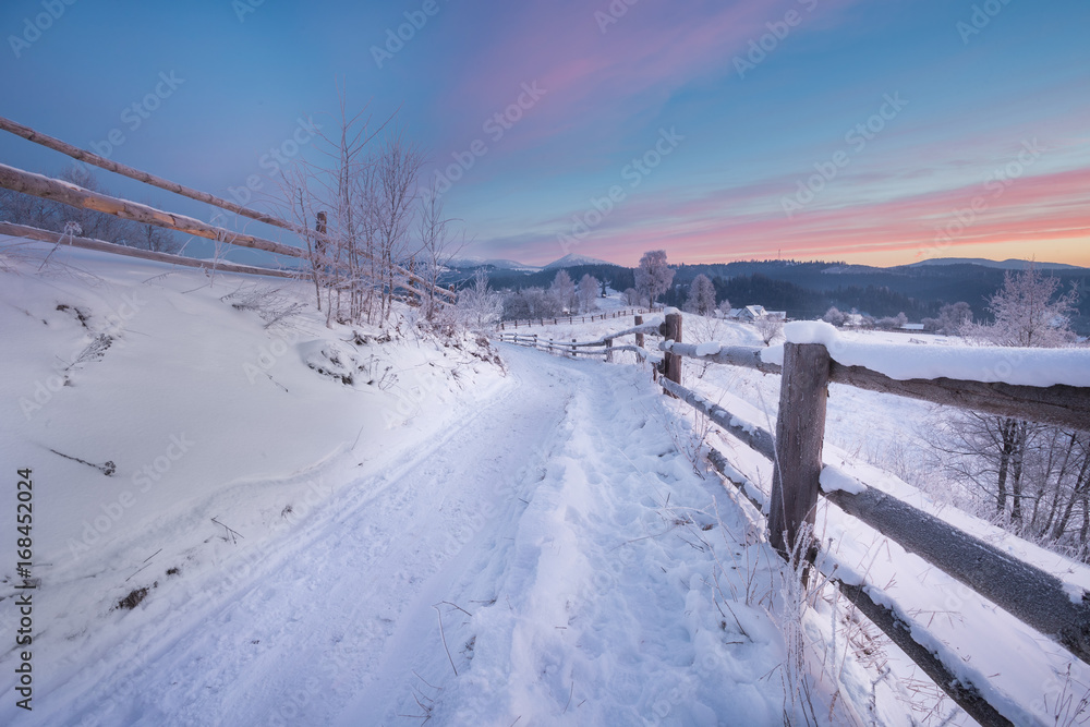 Beautiful winter landscape in the mountains. Beautiful winter landscape in the mountains.