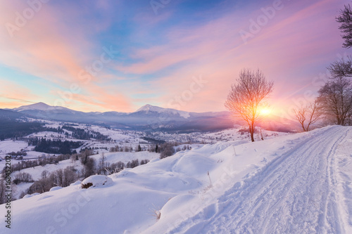 Beautiful winter landscape in the mountains.