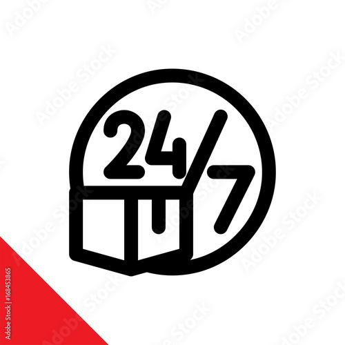Illustration symbol for service package twenty four hours a day, seven days a week