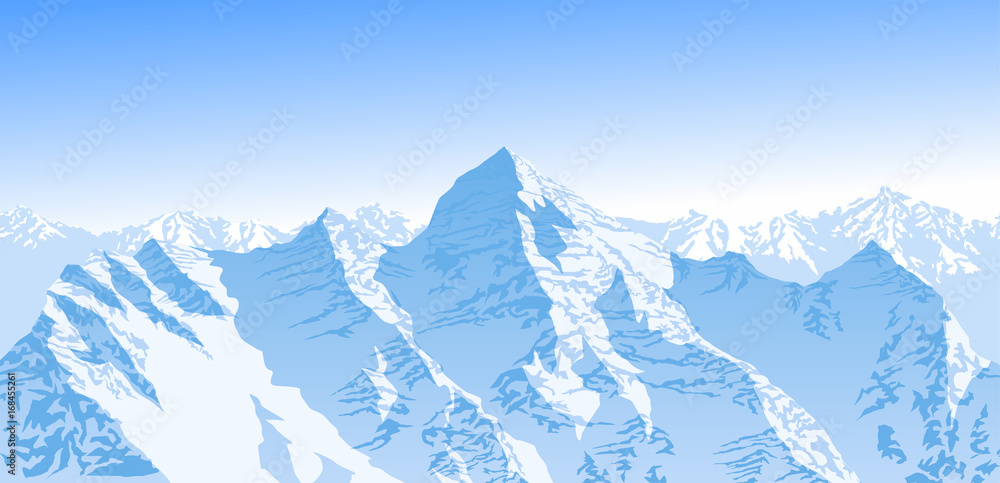 Fototapeta wektor niebieskie piękne góry