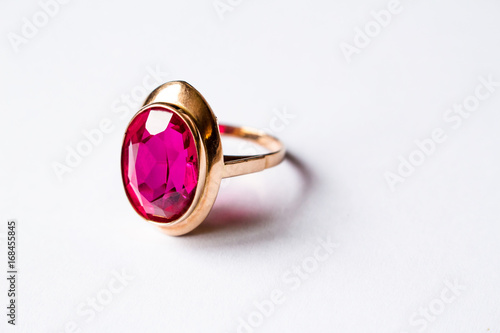 Gold ring with a large ruby