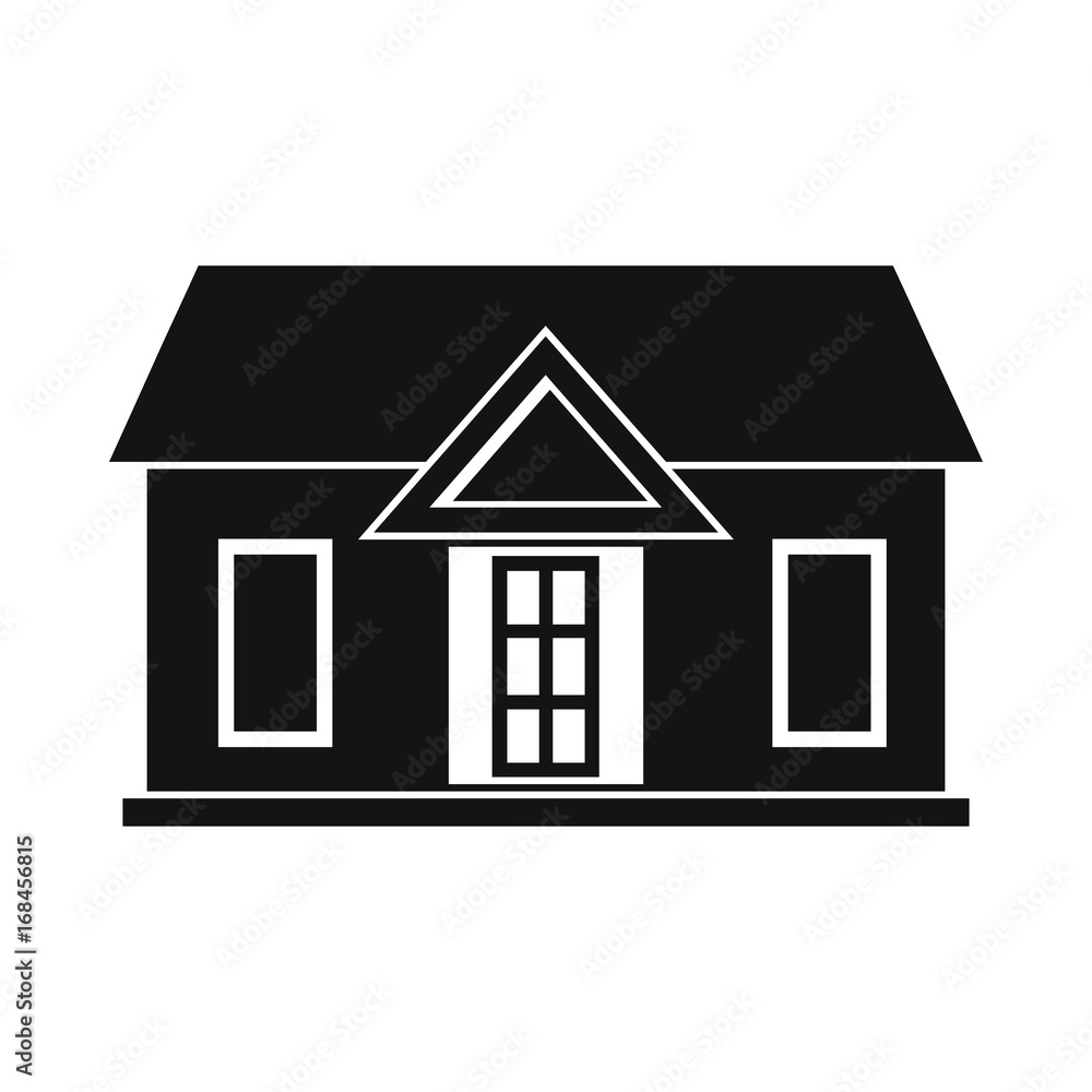 Residential city house black simple silhouette icon vector illustration for design and web