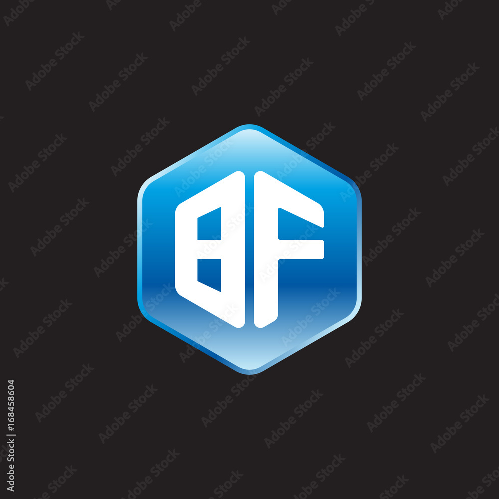 Initial letter BF, modern glossy hexagon logo, gradient blue color on black background
Initial letter BF, modern glossy hexagon logo, gradient blue color on black background