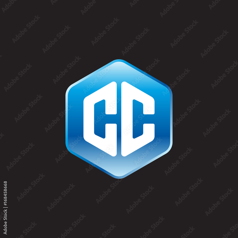 Initial letter CC, modern glossy hexagon logo, gradient blue color on black background
Initial letter CC, modern glossy hexagon logo, gradient blue color on black background