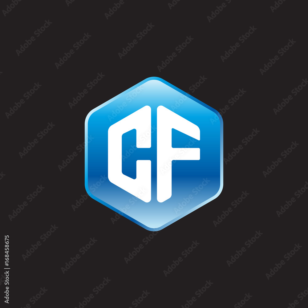 Initial letter CF, modern glossy hexagon logo, gradient blue color on black background
Initial letter CF, modern glossy hexagon logo, gradient blue color on black background