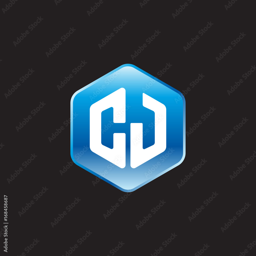 Initial letter CJ, modern glossy hexagon logo, gradient blue color on black background
Initial letter CJ, modern glossy hexagon logo, gradient blue color on black background