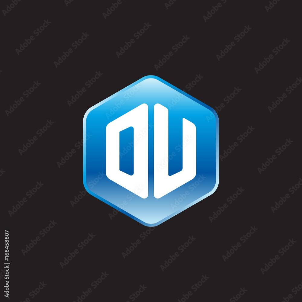 Initial letter DU, modern glossy hexagon logo, gradient blue color on black background
Initial letter DU, modern glossy hexagon logo, gradient blue color on black background