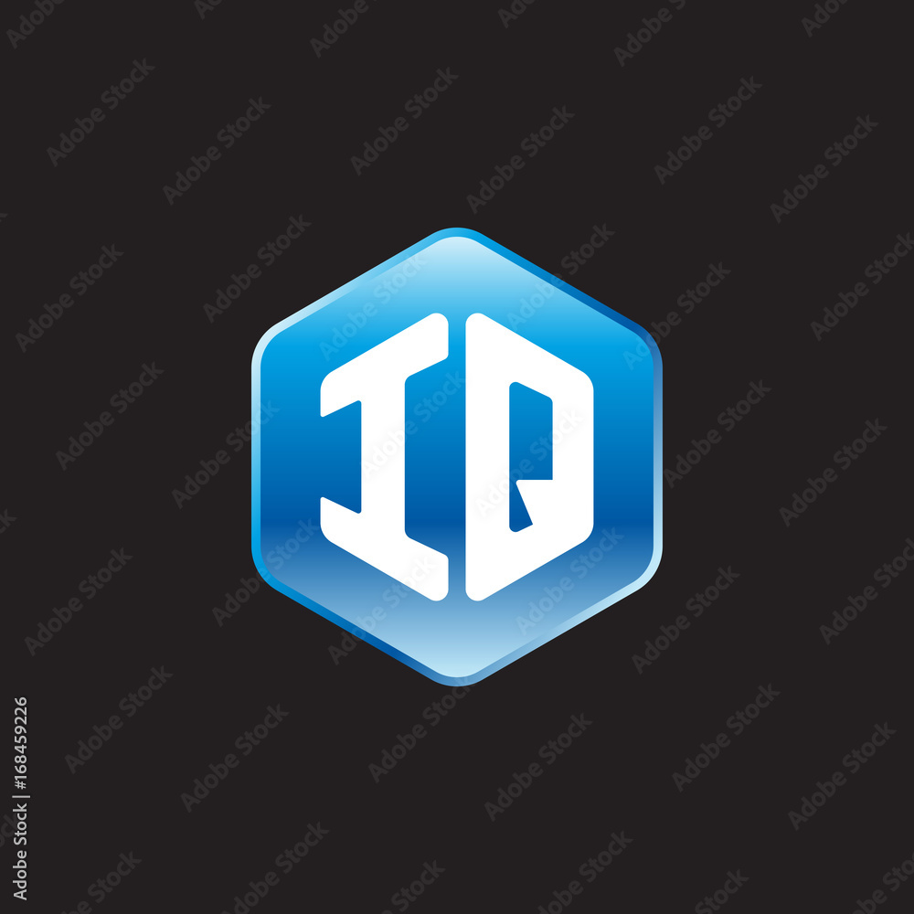 Initial letter IQ, modern glossy hexagon logo, gradient blue color on black background
Initial letter IQ, modern glossy hexagon logo, gradient blue color on black background