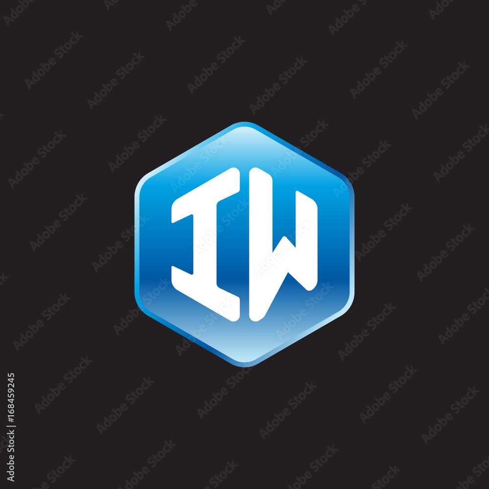 Initial letter IW, modern glossy hexagon logo, gradient blue color on black background
Initial letter IW, modern glossy hexagon logo, gradient blue color on black background