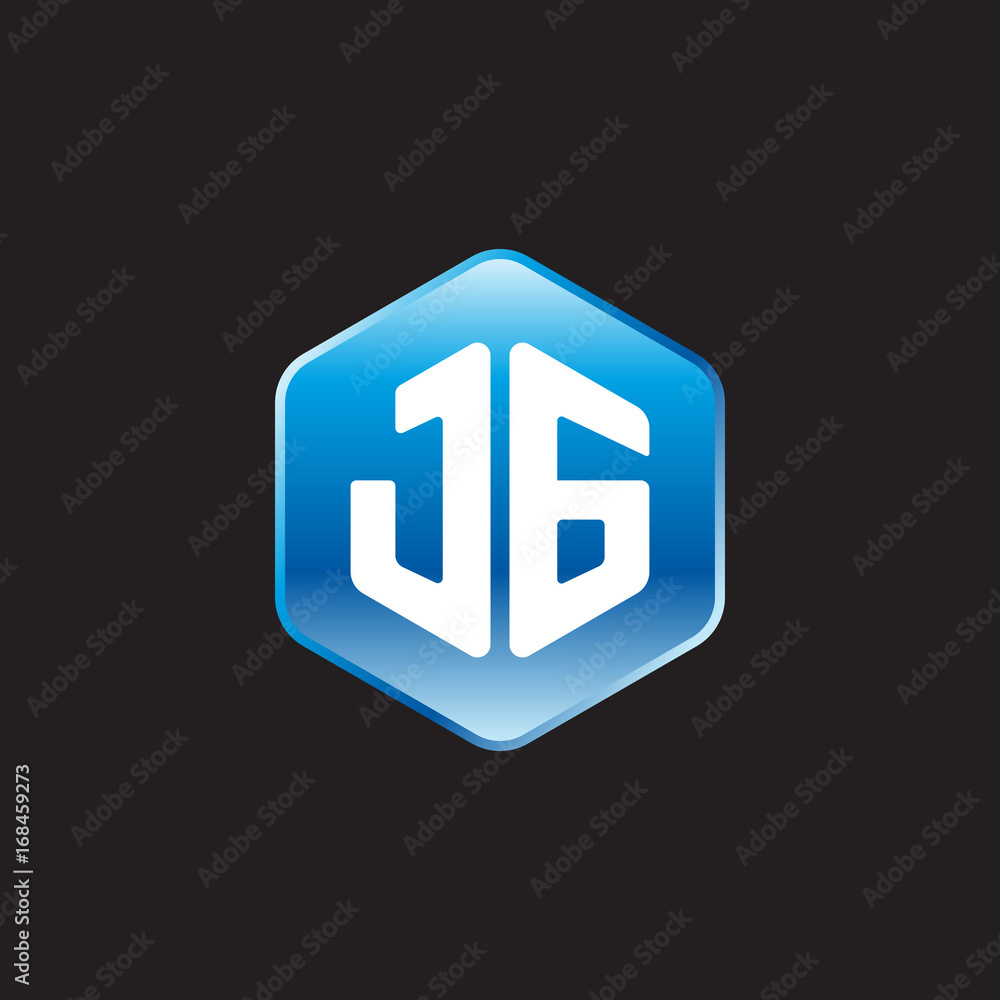 Initial letter JG, modern glossy hexagon logo, gradient blue color on black background
Initial letter JG, modern glossy hexagon logo, gradient blue color on black background