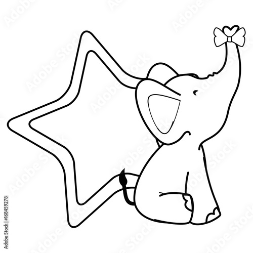 baby shower card with cute elephant icon over white background vector illustration