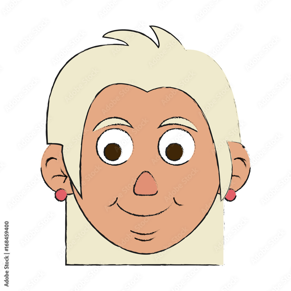 Fototapeta premium Colorful elder woman head doodle over white background vector illustration