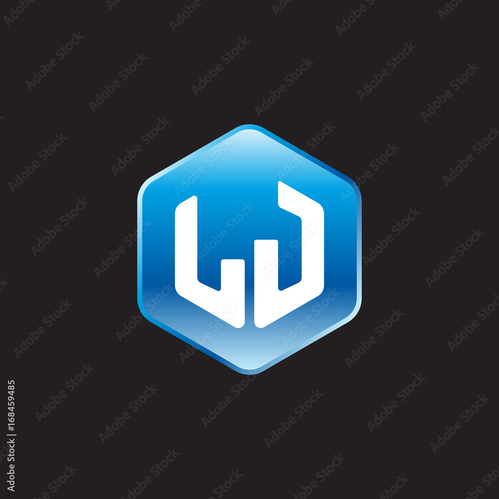 Initial letter LJ, modern glossy hexagon logo, gradient blue color on black background
Initial letter LJ, modern glossy hexagon logo, gradient blue color on black background