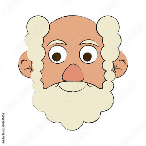 Colorful elder man head doodle over white background vector illustration