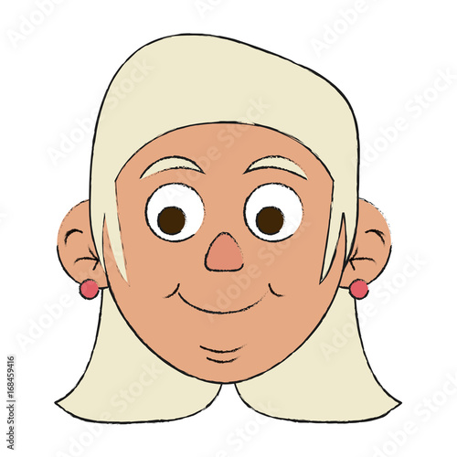 Colorful elder woman head doodle over white background vector illustration