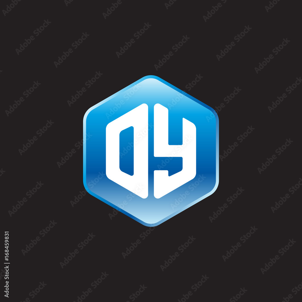 Initial letter OY, modern glossy hexagon logo, gradient blue color on black background
Initial letter OY, modern glossy hexagon logo, gradient blue color on black background