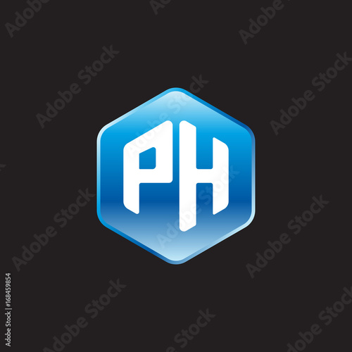 Free Download Initial letter PH, modern glossy hexagon logo, gradient blue color on black background	
 
 - GFXLoad