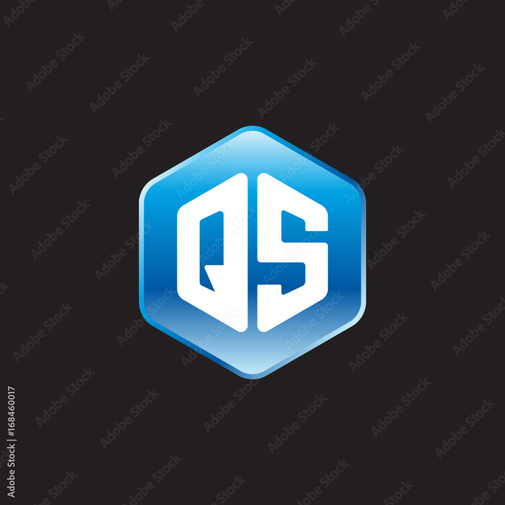 Initial letter QS, modern glossy hexagon logo, gradient blue color on black background
Initial letter QS, modern glossy hexagon logo, gradient blue color on black background