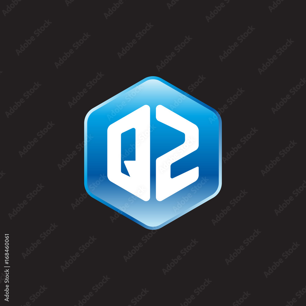 Initial letter QZ, modern glossy hexagon logo, gradient blue color on black background
Initial letter QZ, modern glossy hexagon logo, gradient blue color on black background